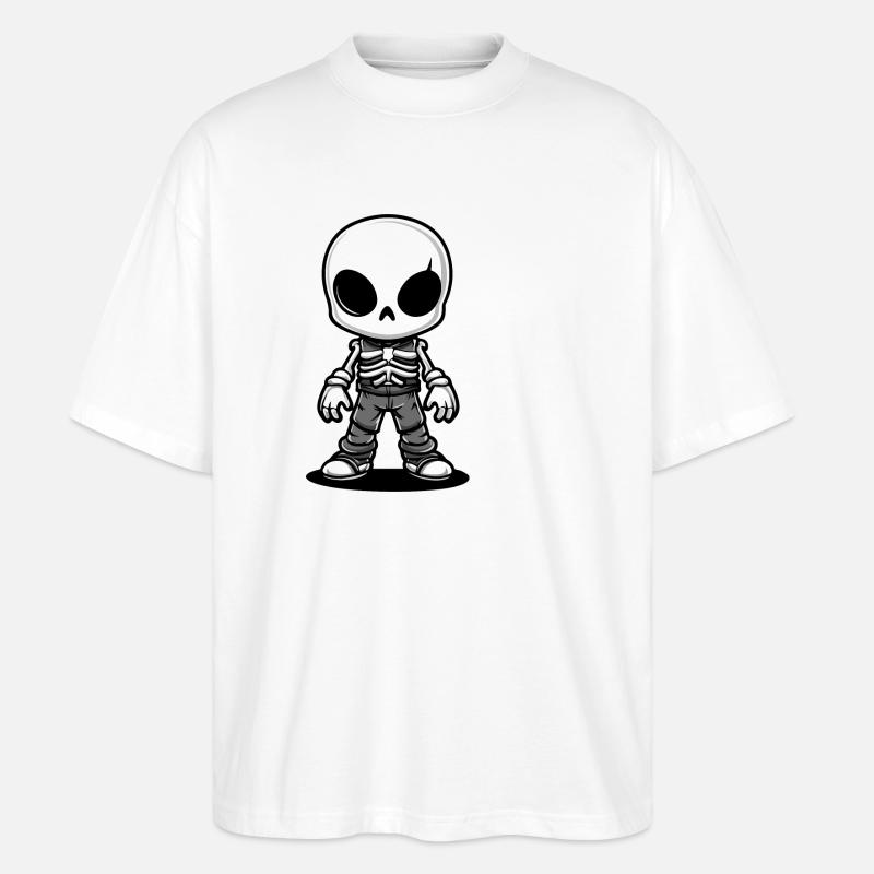 Squelette Bande Dessinée Halloween - T-shirt bio Blaster 2.0 coupe oversize Stanley/Stella Unisexe - blanc