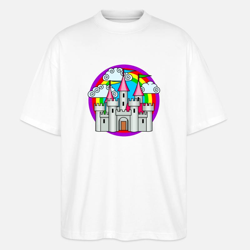 Zauberschloss mit Regenbogen - Stanley/Stella Oversized Unisex Bio T-Shirt Blaster 2.0 - Weiß