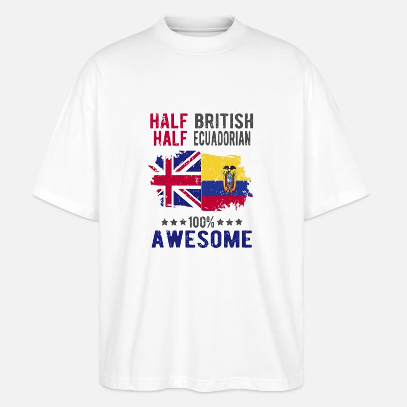 Halb Brite Halb Ecuadorianer - Stanley/Stella Oversized Unisex Bio T-Shirt Blaster 2.0 - Weiß