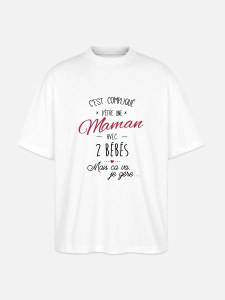 maman avec 2 bébés - T-shirt bio Blaster 2.0 coupe oversize Stanley/Stella Unisexe - blanc