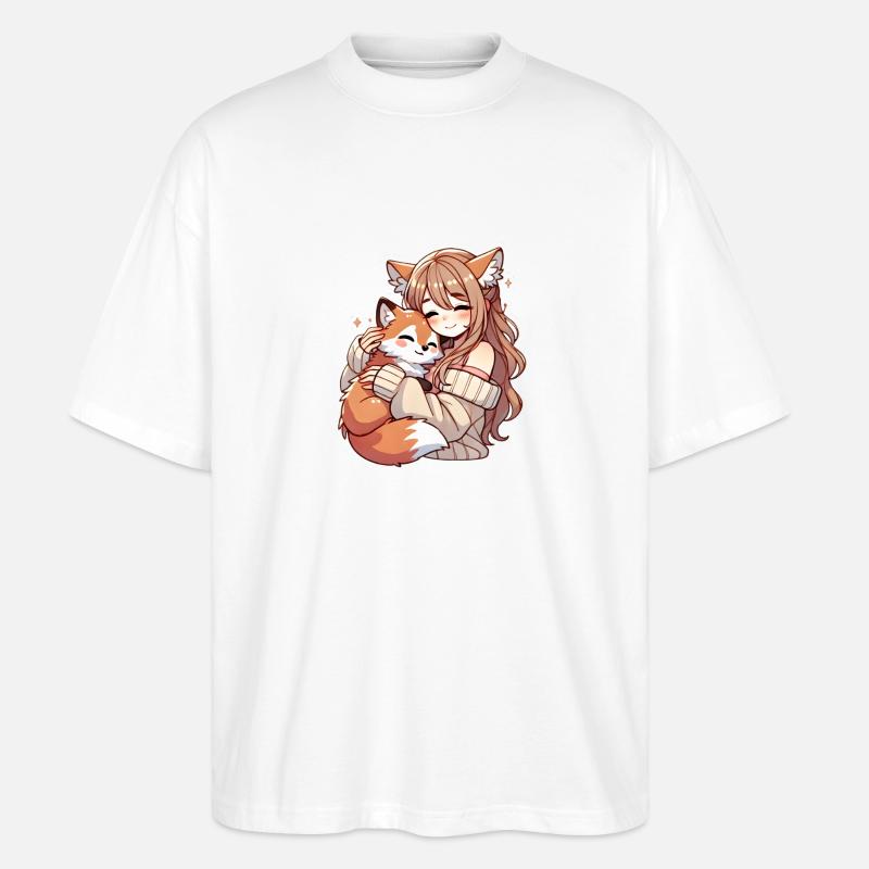Mädchen mit Fuchs - Stanley/Stella Oversized Unisex Bio T-Shirt Blaster 2.0 - Weiß