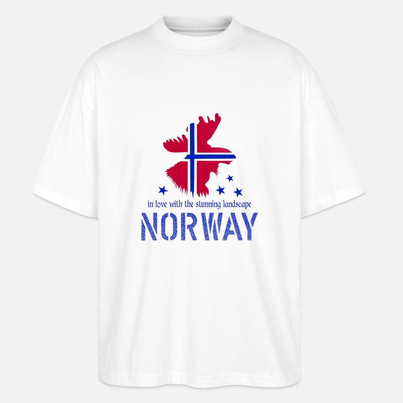 Norwegen Norge - Stanley/Stella Oversized Unisex Bio T-Shirt Blaster 2.0 - Weiß