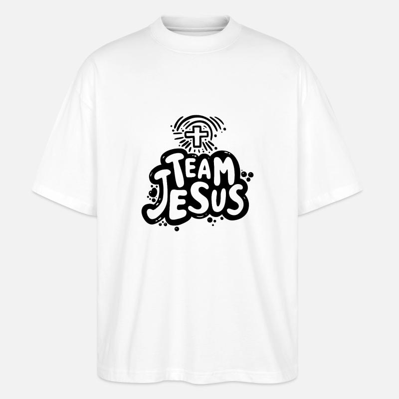 Logo de l’équipe Jésus - Noir - T-shirt bio Blaster 2.0 coupe oversize Stanley/Stella Unisexe - blanc