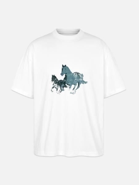 Pferde Horses - Stanley/Stella Oversized Unisex Bio T-Shirt Blaster 2.0 - Weiß