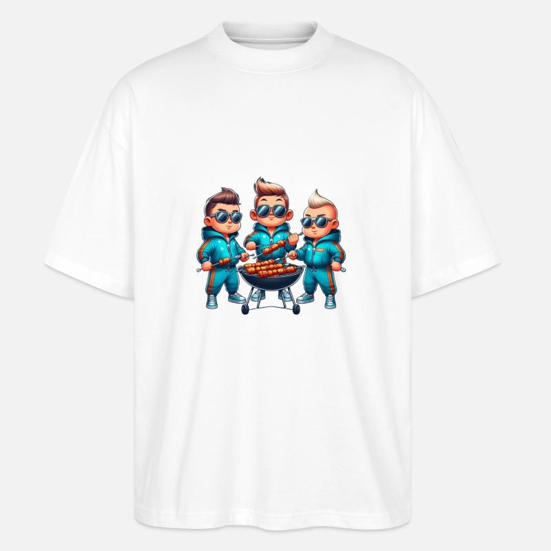 Coole Grill Freunde - Stanley/Stella Oversized Unisex Bio T-Shirt Blaster 2.0 - Weiß