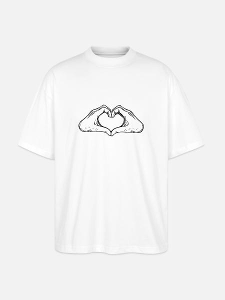 Hand and Heart Vector - Stanley/Stella Oversized Unisex Organic T-shirt Blaster 2.0 - white