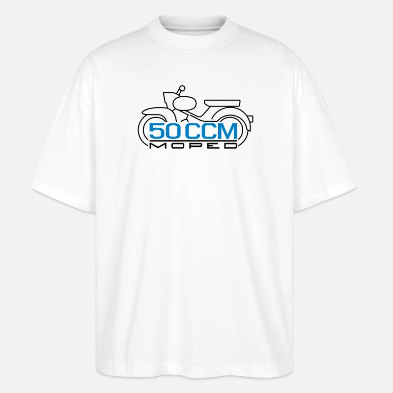 50ccm Moped Star Emblem v.2 - Stanley/Stella Oversized Unisex Bio T-Shirt Blaster 2.0 - Weiß
