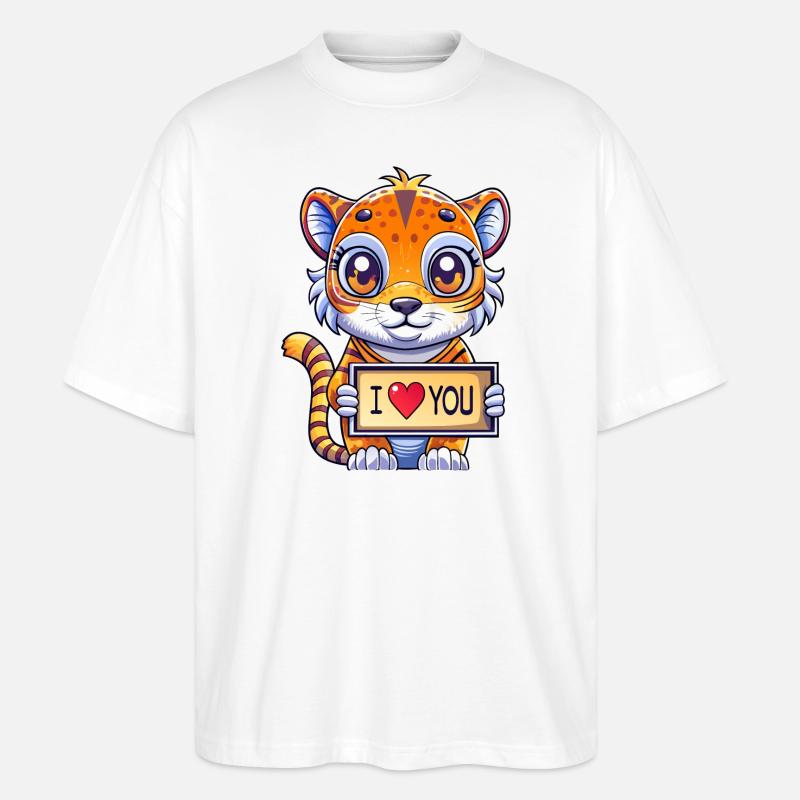 Liebesbotschaft tragendes Tier - Stanley/Stella Oversized Unisex Bio T-Shirt Blaster 2.0 - Weiß