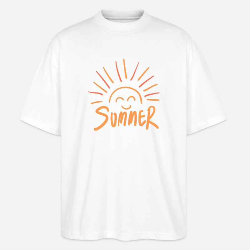 Lebendige Sommer Sonnenstrahlen Illustration - Stanley/Stella Oversized Unisex Bio T-Shirt Blaster 2.0 - Weiß