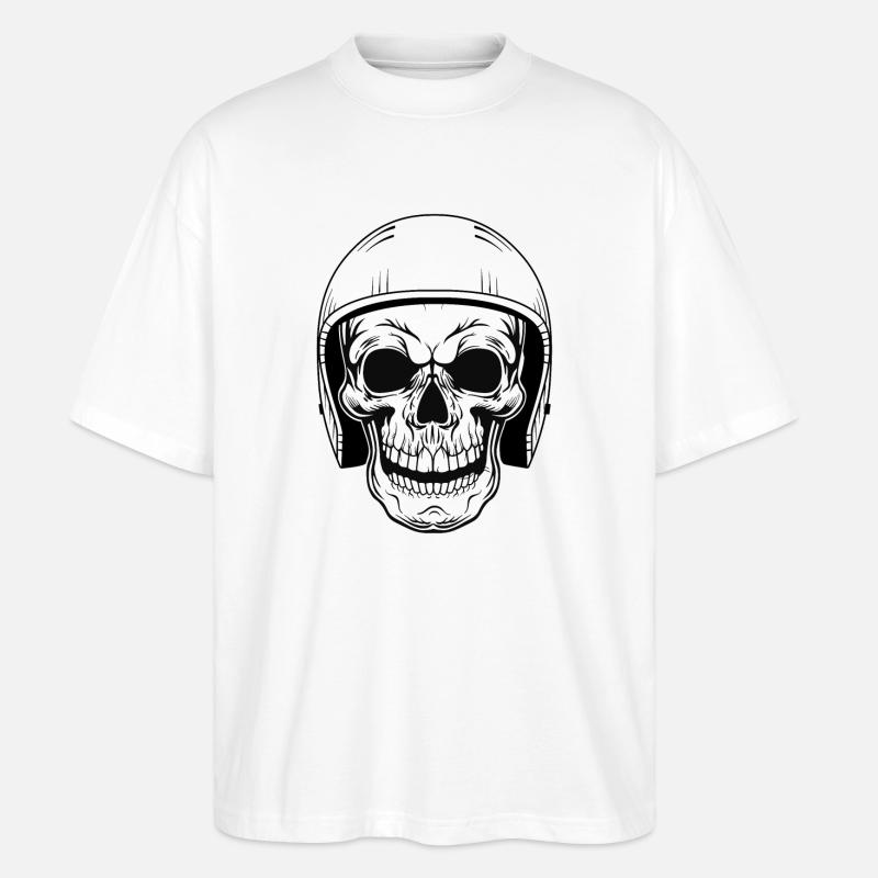 BIKER SKULL - Stanley/Stella Oversized Unisex Organic T-shirt Blaster 2.0 - white