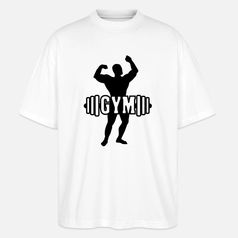 Bodybuilder shadow image logo gym - Stanley/Stella Oversized Unisex Organic T-shirt Blaster 2.0 - white