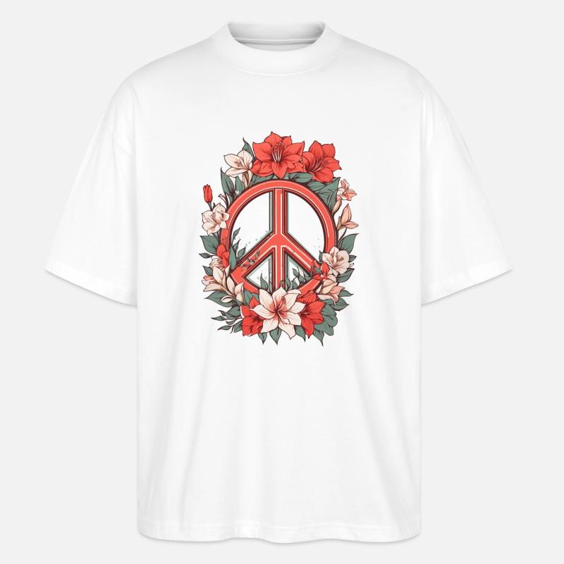 Friedenszeichen - Stanley/Stella Oversized Unisex Bio T-Shirt Blaster 2.0 - Weiß