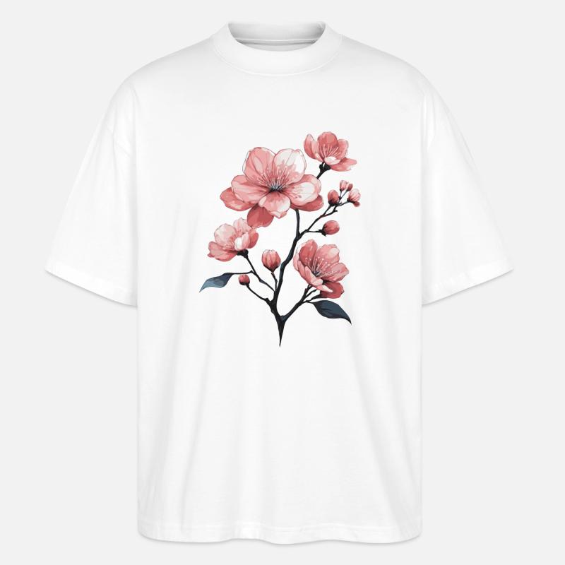 Kirschblüte - Stanley/Stella Oversized Unisex Bio T-Shirt Blaster 2.0 - Weiß