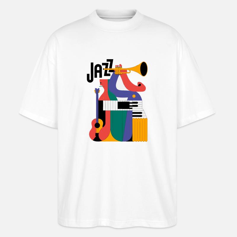 Conception de composition musicale astucieuse - T-shirt bio Blaster 2.0 coupe oversize Stanley/Stella Unisexe - blanc
