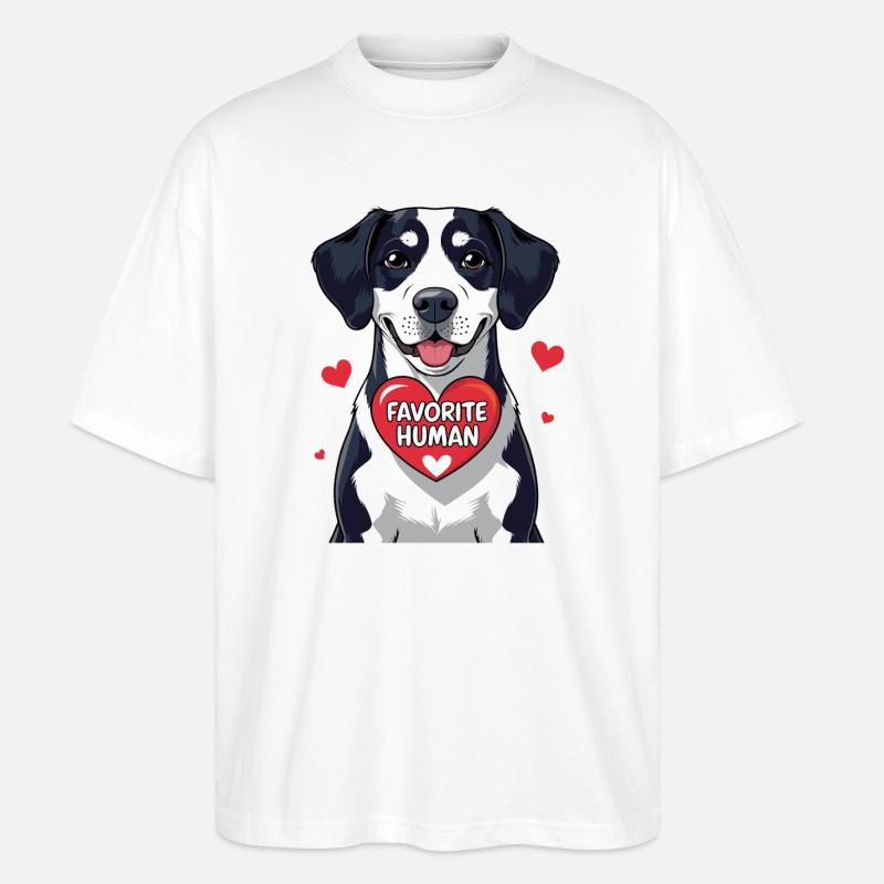 Hund mit Herz Lieblingsmensch Botschaft - Stanley/Stella Oversized Unisex Bio T-Shirt Blaster 2.0 - Weiß