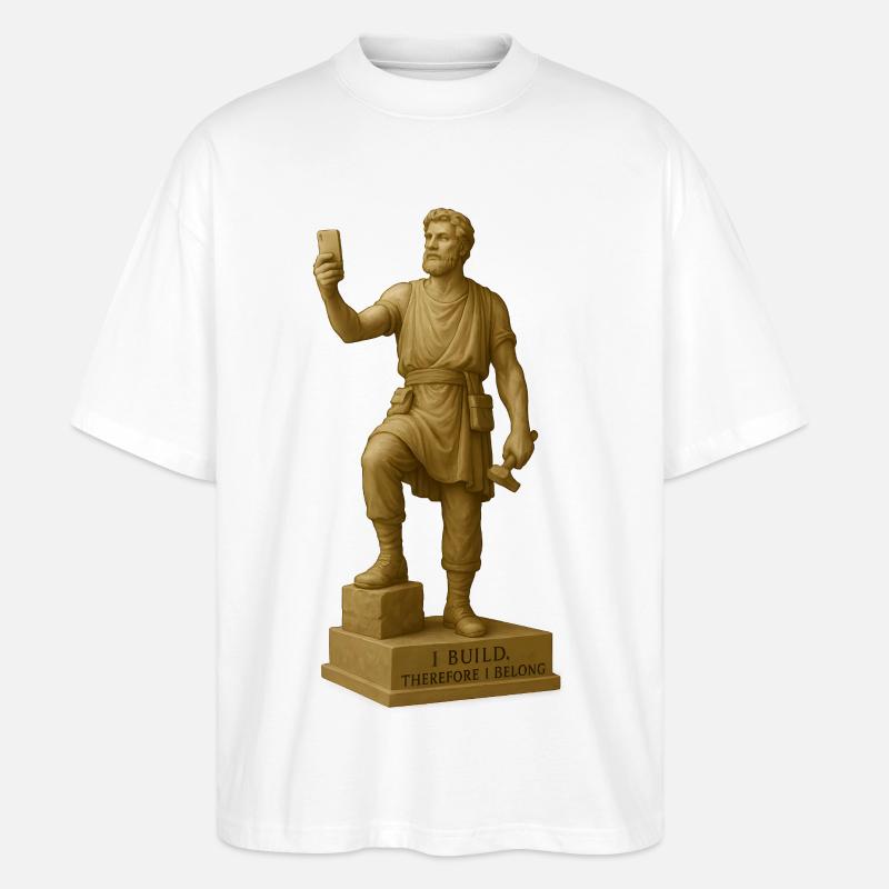 Sculpture de philosophe antique avec citation - T-shirt bio Blaster 2.0 coupe oversize Stanley/Stella Unisexe - blanc