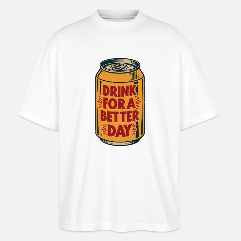 Optimistischer Durstlöscher trink Dose Spruch - Stanley/Stella Oversized Unisex Bio T-Shirt Blaster 2.0 - Weiß