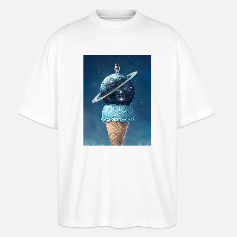 Weltraumeis und Astronaut an der Spitze - Stanley/Stella Oversized Unisex Bio T-Shirt Blaster 2.0 - Weiß