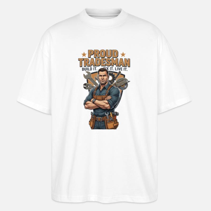 Stolzer Handwerker Motiv Handwerks Beruf - Stanley/Stella Oversized Unisex Bio T-Shirt Blaster 2.0 - Weiß