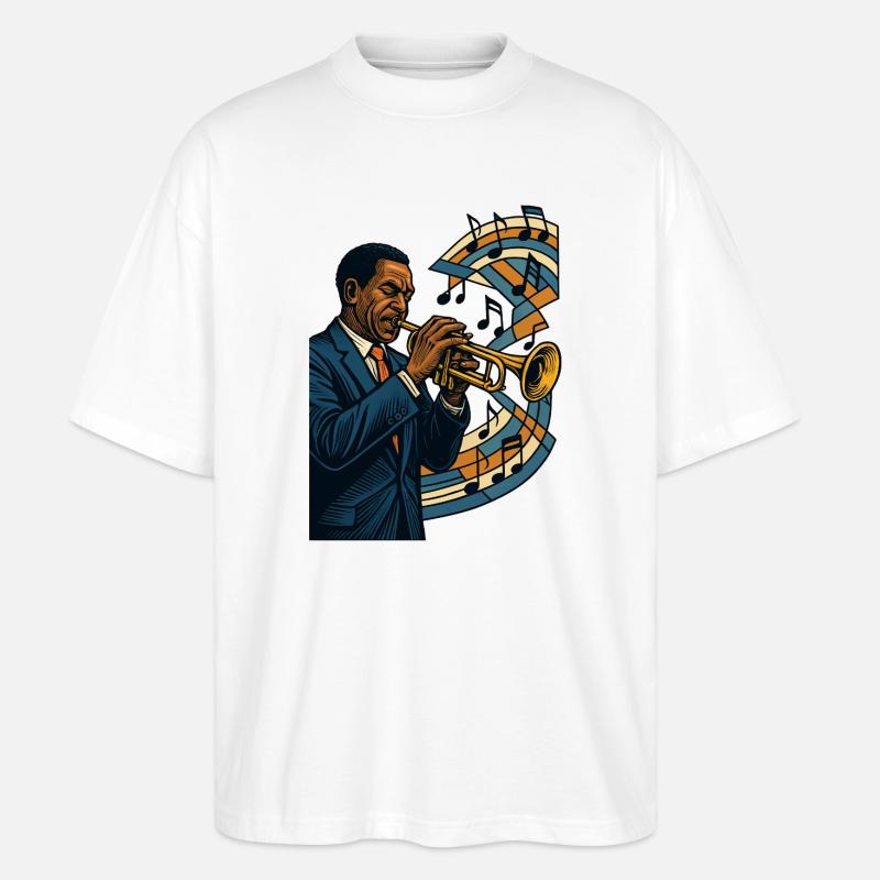 Trompeter Jazz Bebop Groove Poster Geschenk - Stanley/Stella Oversized Unisex Bio T-Shirt Blaster 2.0 - Weiß