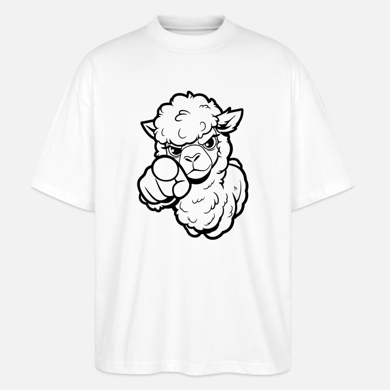 Alpaga coquin te pointe du doigt - T-shirt bio Blaster 2.0 coupe oversize Stanley/Stella Unisexe - blanc