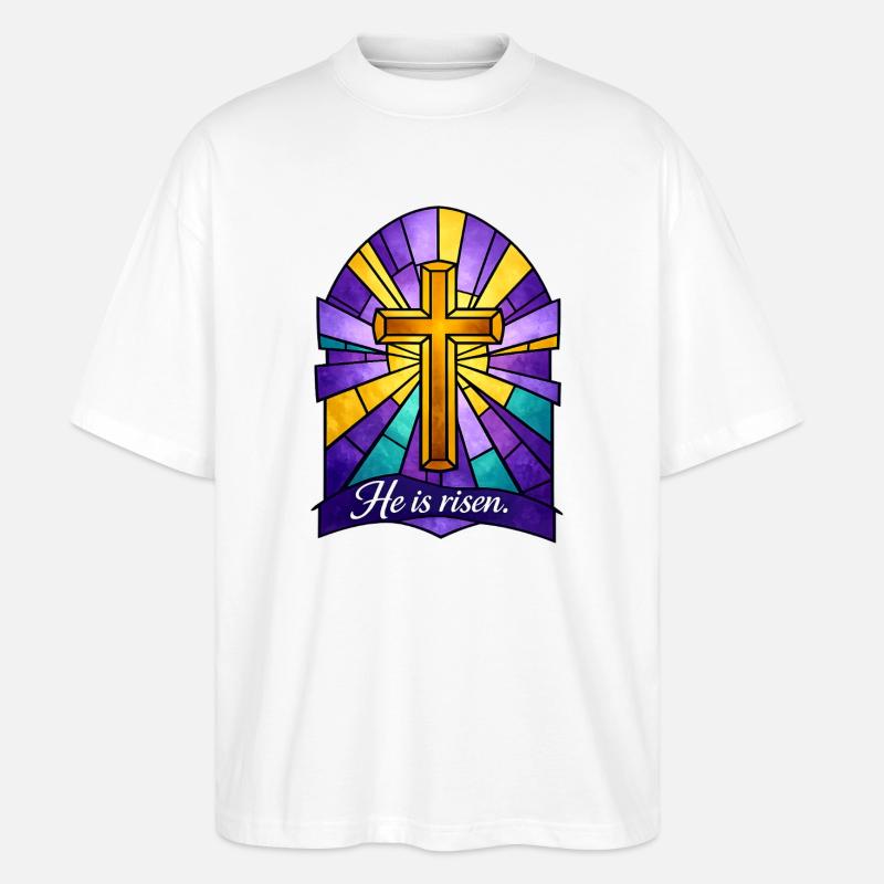 He is Risen Cross Easter - Stanley/Stella Oversized Unisex Organic T-shirt Blaster 2.0 - white