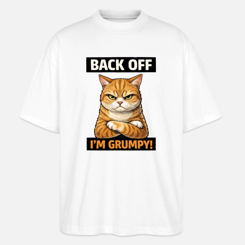 Moody Cat – Back Off Aussage - Stanley/Stella Oversized Unisex Bio T-Shirt Blaster 2.0 - Weiß