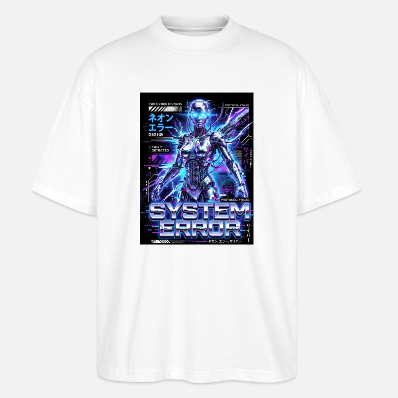System Error Neon Cyborg - Stanley/Stella Oversized Unisex Organic T-shirt Blaster 2.0 - white