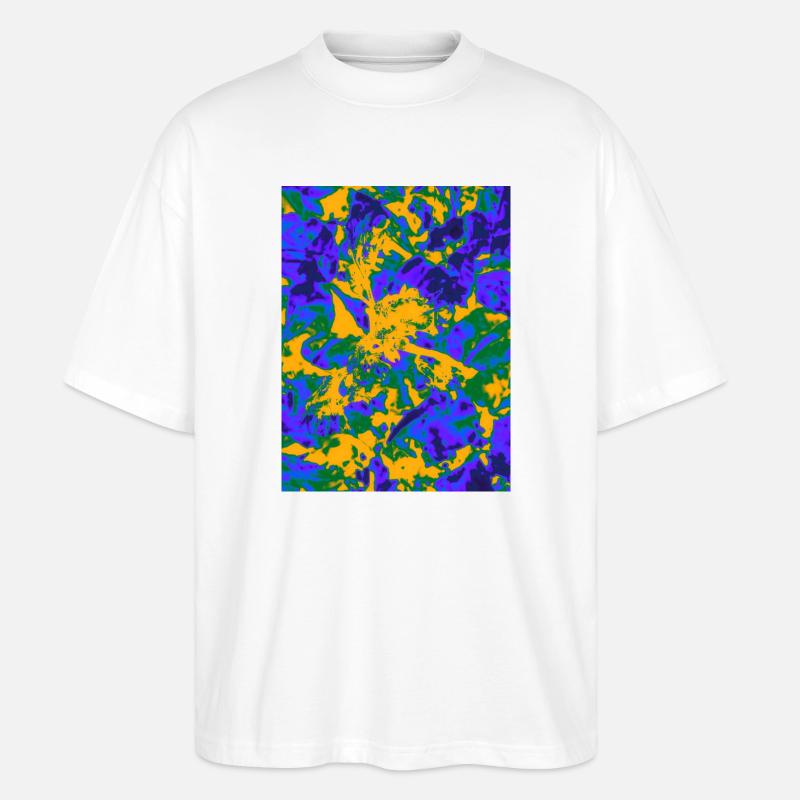 Neon Psychedelic Floral Burst - Stanley/Stella Oversized Unisex Bio T-Shirt Blaster 2.0 - Weiß