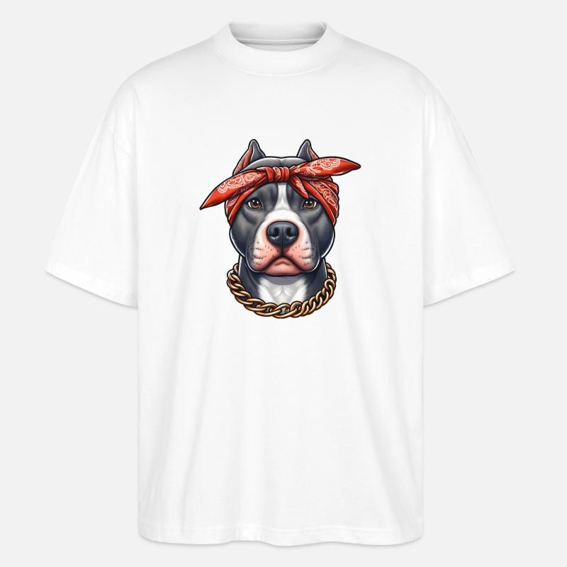Pitbull Der Gangster - Stanley/Stella Oversized Unisex Bio T-Shirt Blaster 2.0 - Weiß