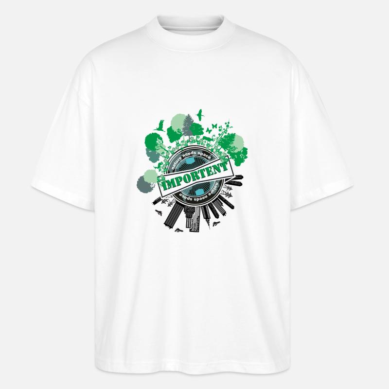 NATURE NEEDS SPACE | EARTH DAY - Stanley/Stella Oversized Unisex Bio T-Shirt Blaster 2.0 - Weiß