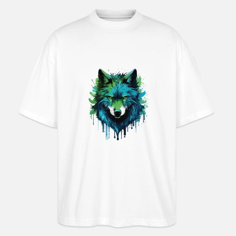 Graffiti Wolf - Stanley/Stella Oversized Unisex Bio T-Shirt Blaster 2.0 - Weiß