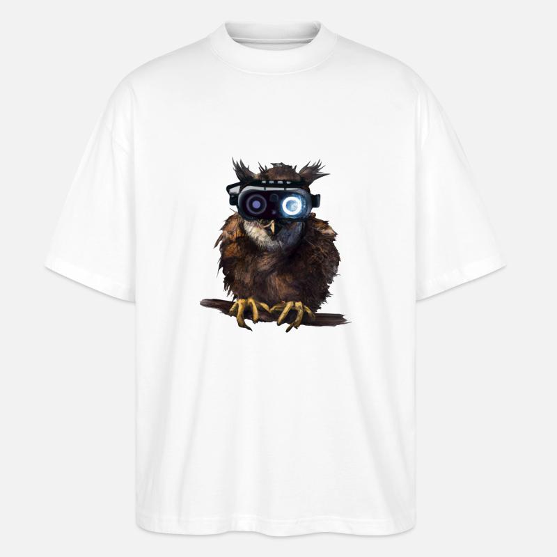 Eule_01 - Stanley/Stella Oversized Unisex Bio T-Shirt Blaster 2.0 - Weiß