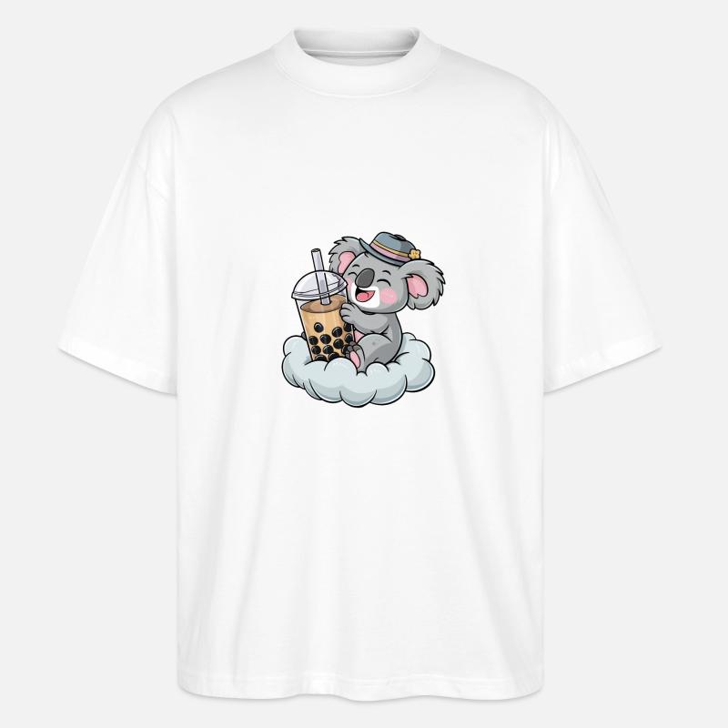 Koala drinking bubble tea - Stanley/Stella Oversized Unisex Bio T-Shirt Blaster 2.0 - Weiß