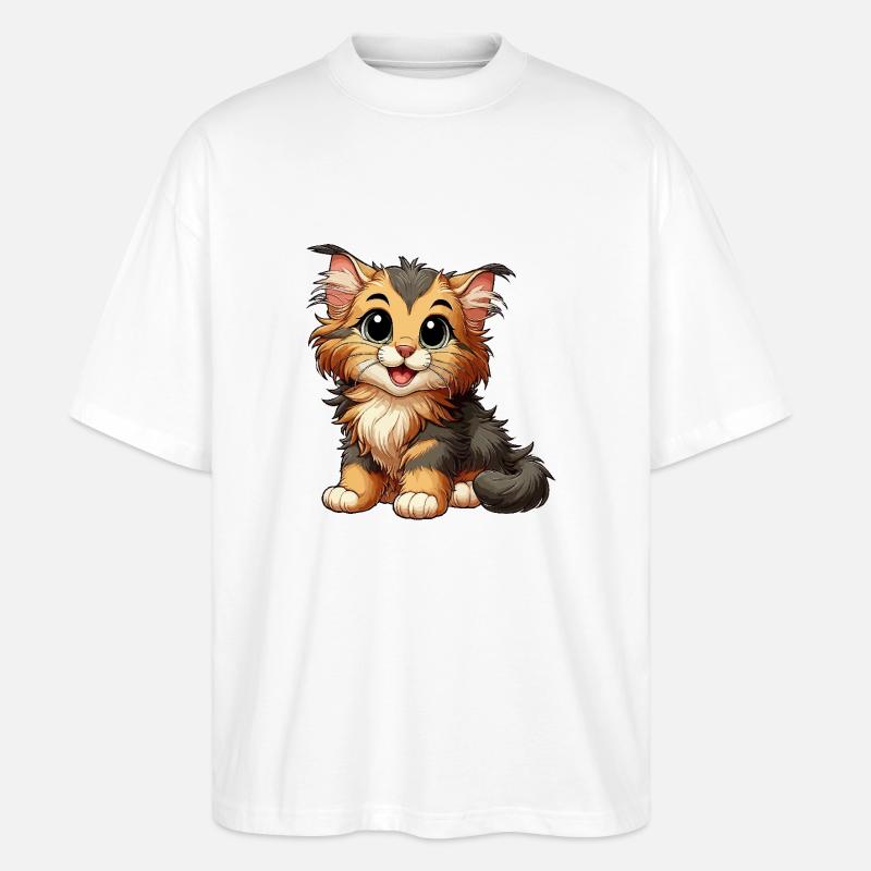 Bébé chat Main Coon - T-shirt bio Blaster 2.0 coupe oversize Stanley/Stella Unisexe - blanc