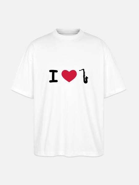 Saxophon - Stanley/Stella Oversized Unisex Bio T-Shirt Blaster 2.0 - Weiß