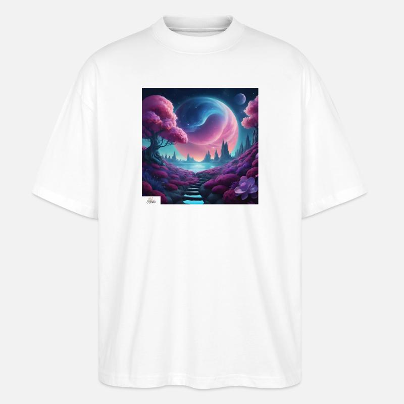 Paysage onirique céleste épique - T-shirt bio Blaster 2.0 coupe oversize Stanley/Stella Unisexe - blanc