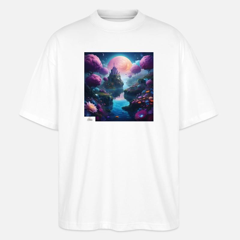 Ätherisches Königreich Traumlandschaft - Stanley/Stella Oversized Unisex Bio T-Shirt Blaster 2.0 - Weiß