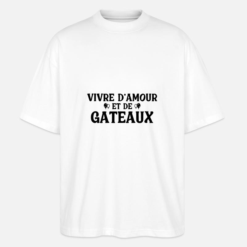 Vivre d'amour et de gateaux - T-shirt bio Blaster 2.0 coupe oversize Stanley/Stella Unisexe - blanc