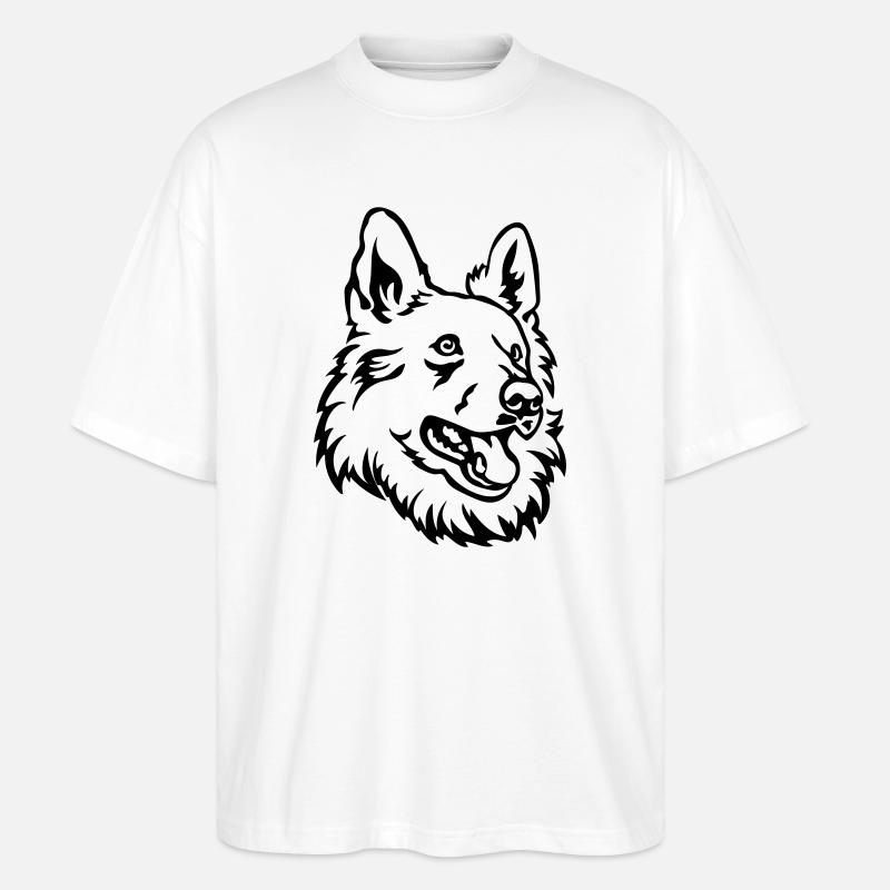 Schweizer Schäferhund Kopf - Stanley/Stella Oversized Unisex Bio T-Shirt Blaster 2.0 - Weiß