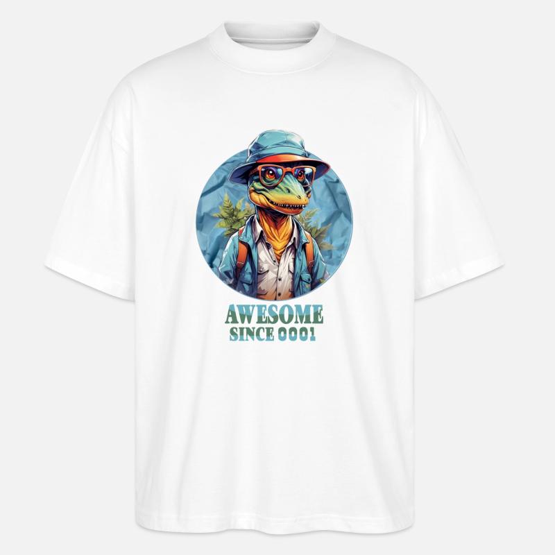 Dinosaurier, T-Rex - Stanley/Stella Oversized Unisex Bio T-Shirt Blaster 2.0 - Weiß