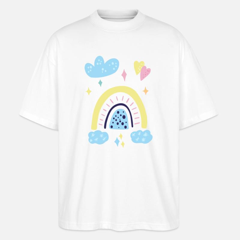 Pastellfarbene Regenbogen-Traumlandschaft - Stanley/Stella Oversized Unisex Bio T-Shirt Blaster 2.0 - Weiß