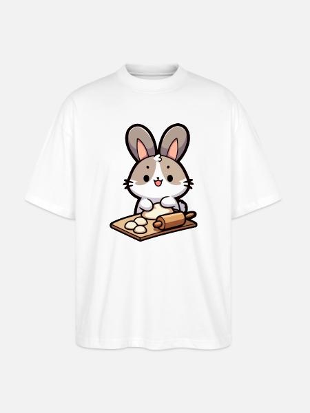 Bunny Baker: The Dough Delighter - Stanley/Stella Oversized Unisex Organic T-shirt Blaster 2.0 - white