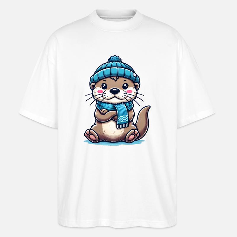 Süßer Otter - Stanley/Stella Oversized Unisex Bio T-Shirt Blaster 2.0 - Weiß