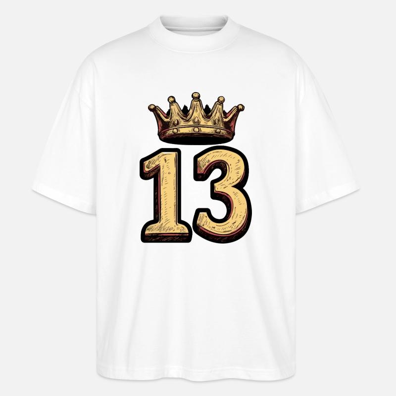 13 Zahl Krone - Stanley/Stella Oversized Unisex Bio T-Shirt Blaster 2.0 - Weiß
