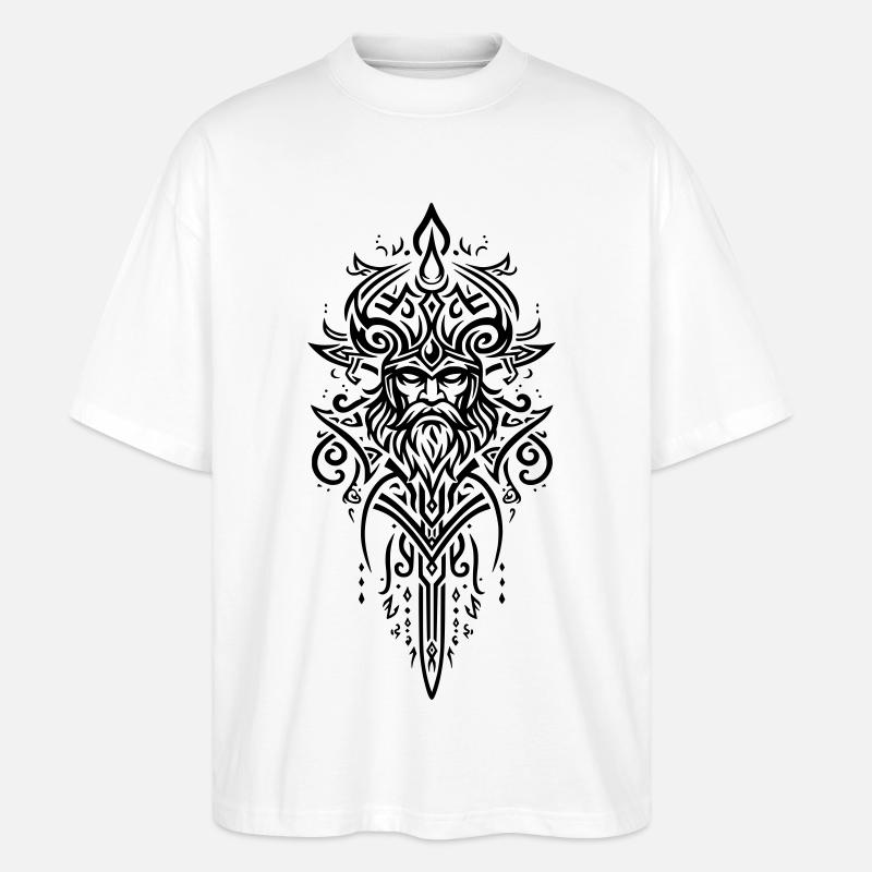 Mächtiges Stammes-Wikingermuster, Symbol der Stärke - Stanley/Stella Oversized Unisex Bio T-Shirt Blaster 2.0 - Weiß