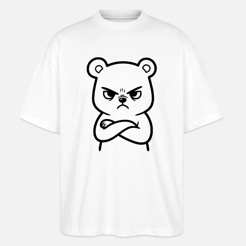 Wütender Bär Cartoon Illustration - Stanley/Stella Oversized Unisex Bio T-Shirt Blaster 2.0 - Weiß