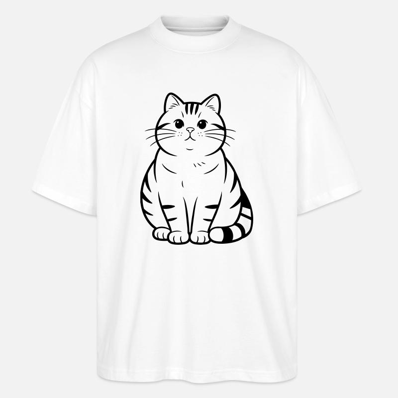 dicke süße Katze - Stanley/Stella Oversized Unisex Bio T-Shirt Blaster 2.0 - Weiß