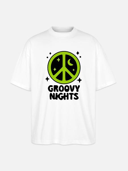 Groovy Peace Zeichen Logo - Stanley/Stella Oversized Unisex Bio T-Shirt Blaster 2.0 - Weiß