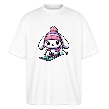 Snow bunny ski skier winter vacation design - Stanley/Stella Oversized Unisex Organic T-shirt Blaster 2.0 - white - Front - Alina (178cm) & Michal (187cm)